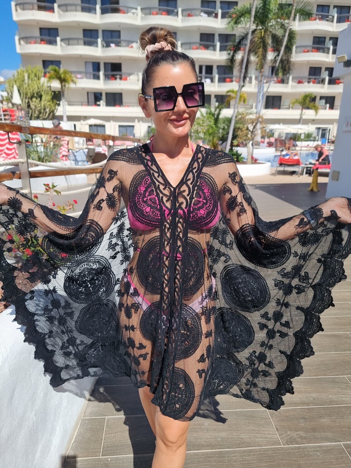 Lace beach wear cover-up black