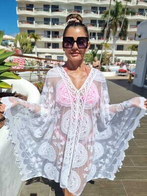 Lace beach wear cover-up white