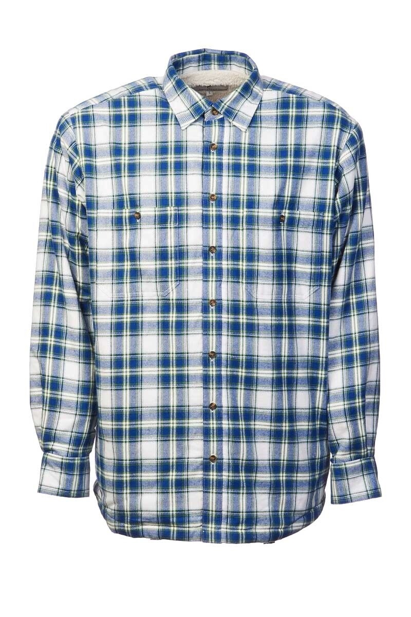 Men’s Fleece Lined Shirt Collar 100% Cotton Douglas Blue Tartan