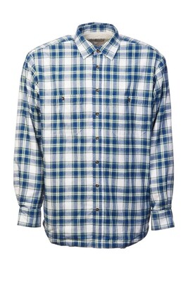 Men’s Fleece Lined Shirt Collar 100% Cotton Douglas Blue Tartan