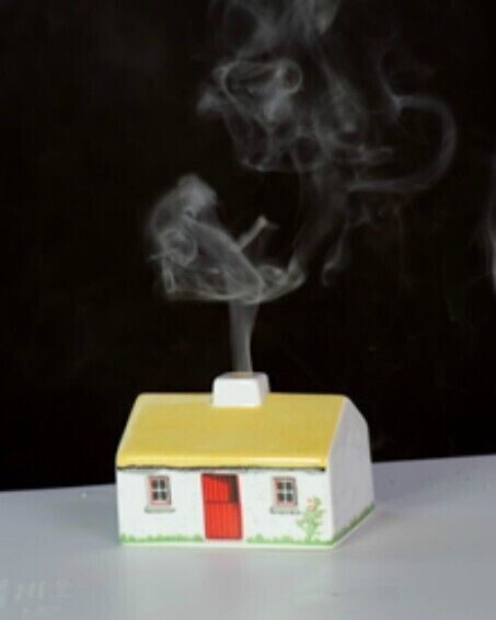 Turf Peat Incense Burner Set Irish Ceramic Cottage Novelty Gift Boxed