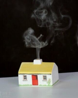 Turf Peat Incense Burner Set Irish Ceramic Cottage Novelty Gift Boxed