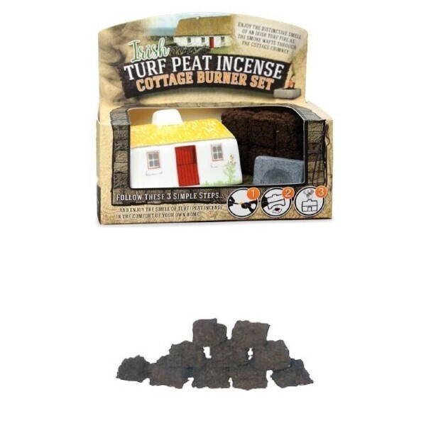 Turf Peat Incense Burner Set Irish Ceramic Cottage Novelty Extra Sods