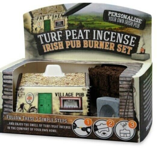 Turf Peat Incense Burner Set Ceramic  Irish Pub Novelty Gift