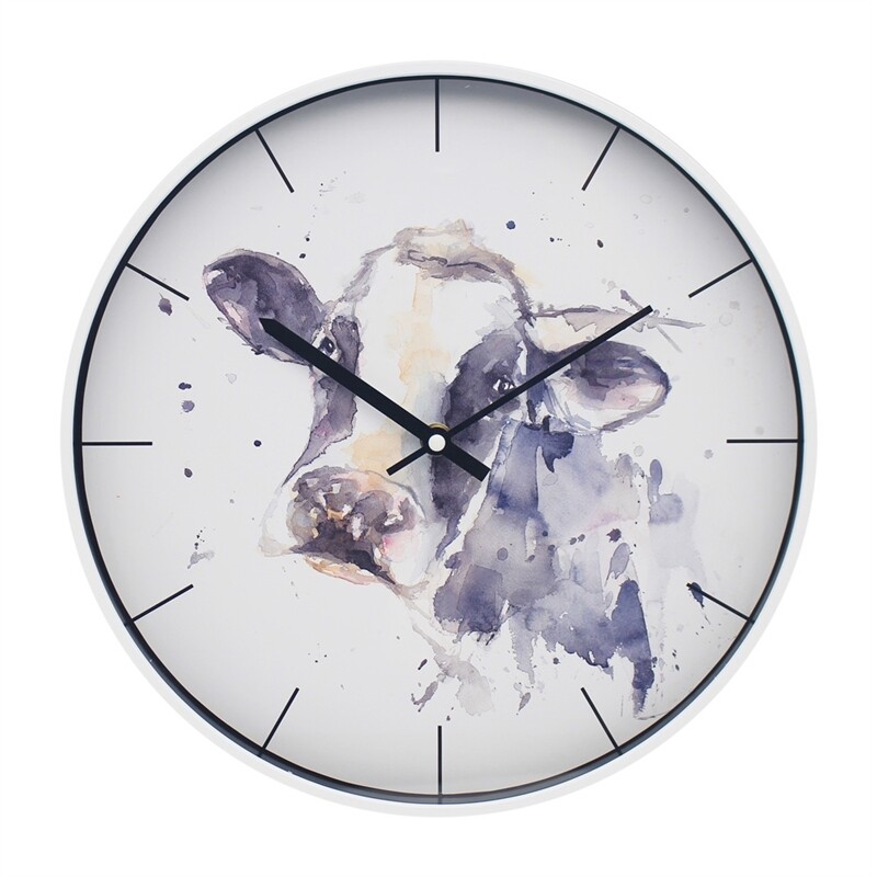Cow Face Clock Round Wall Battery Operated Farm Animal