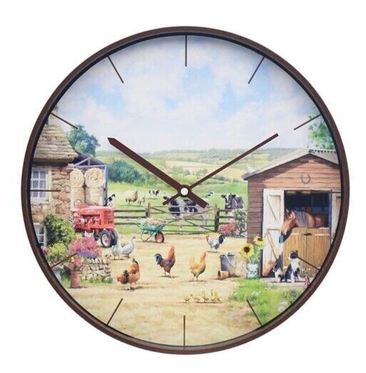 Farmyard Clock Round Wall Battery Operated Farm Animals