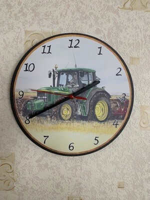 John Deere Clock Round Wall Battery Operated Tractor