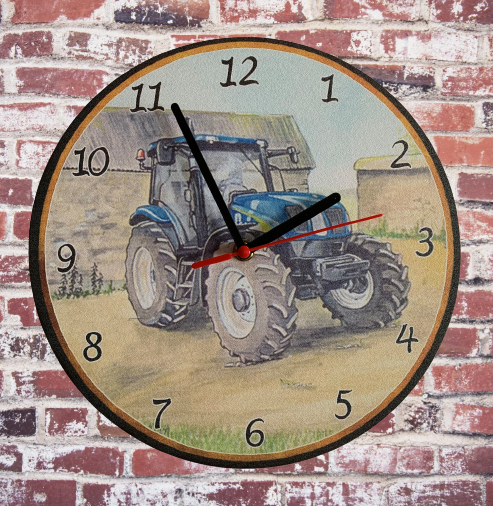 New Holland Clock Round Wall Battery Operated Tractor