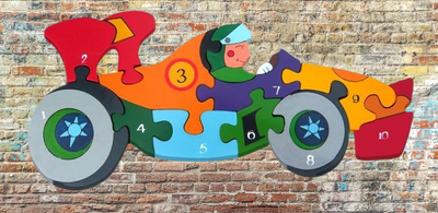 Jigsaw Number Racing Car Kids Children Toy Educational Wooden Irish Gift