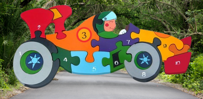 Jigsaw Number Racing Car Kids Children Toy Educational Wooden Irish Gift