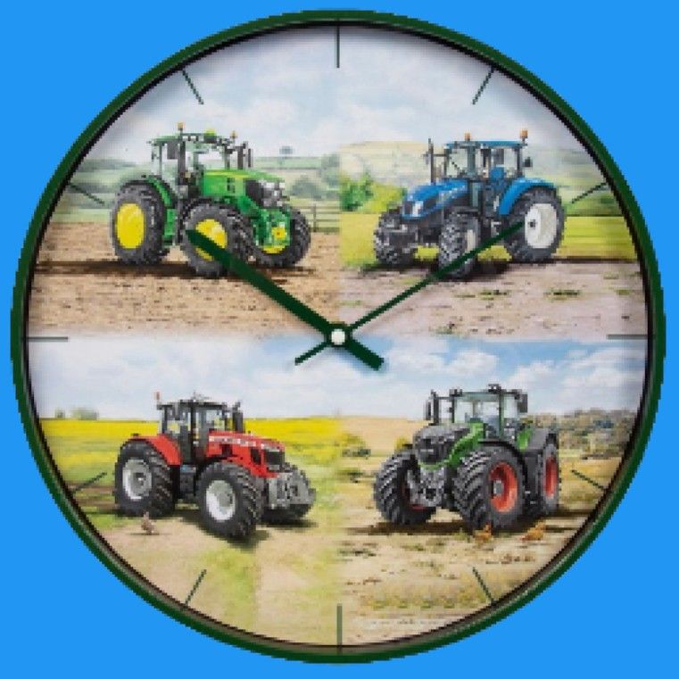 Tractors Clock Round Wall Battery Operated Fendt John Deere Massey Ferguson New Holland