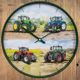 Tractors Clock Round Wall Battery Operated Fendt John Deere Massey Ferguson New Holland
