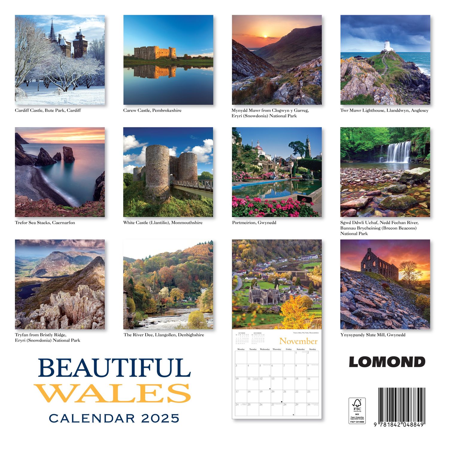 2025 Wales Wall Calendar Beautiful Planner Organizer Gift for Christmas New Year