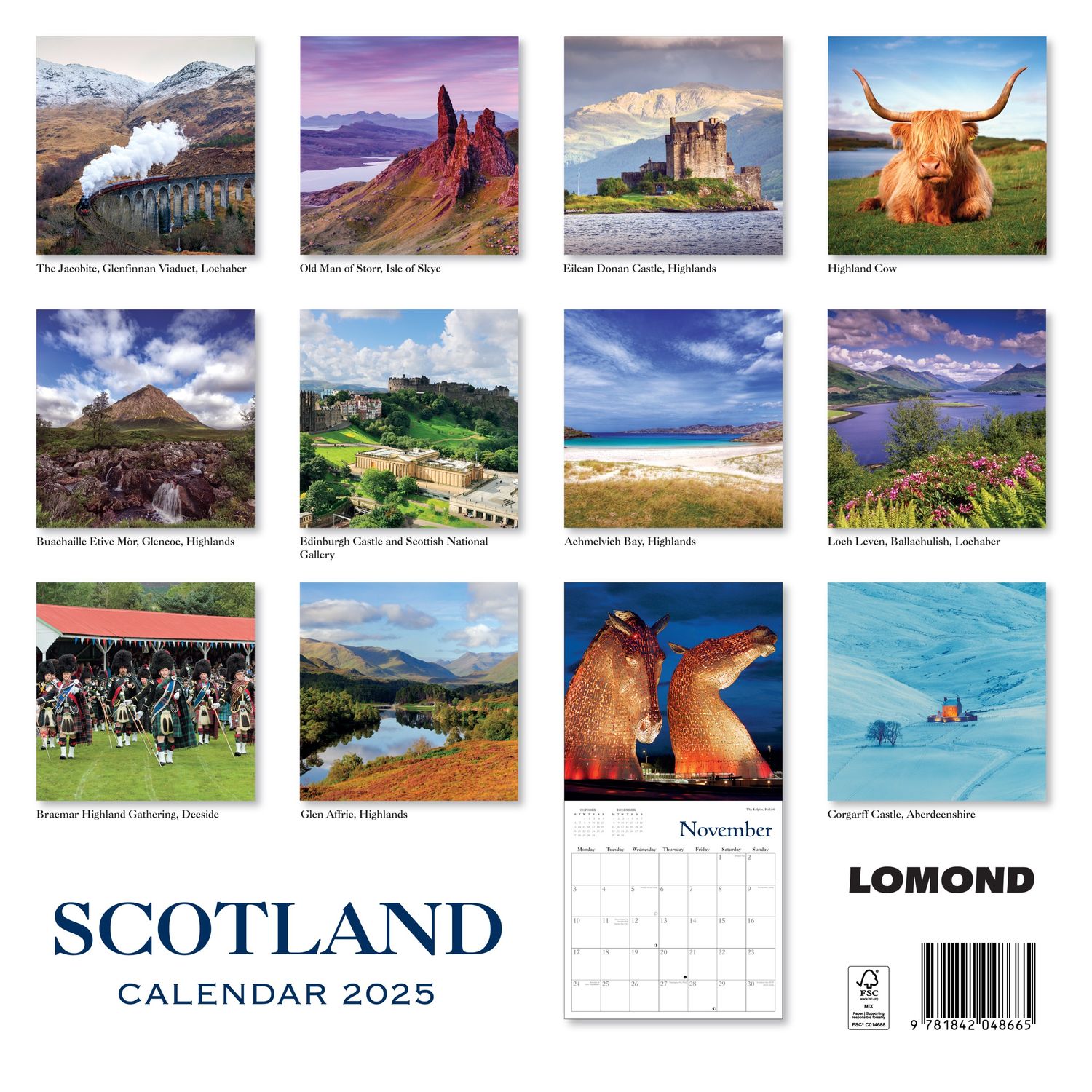 2025 Scotland Wall Calendar Beautiful Planner Organiser Gift for Christmas New Year