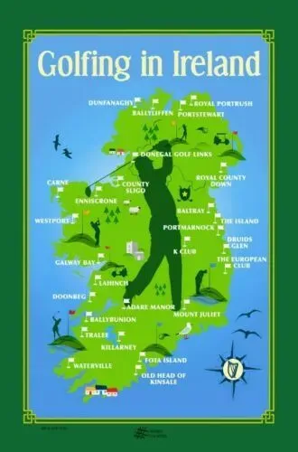 Tea Towel Golfing in Ireland Linen Union Tea Towel Dish Cloth Kitchen Towel