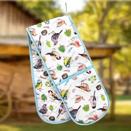 Birdsong Double Oven Glove 100% Cotton Lamont Birds Festive Kitchen Gift