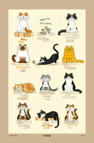 When The Cat&#39;s Away Tea Towel Linen Union Lamont Kitchen Towel Dishcloth