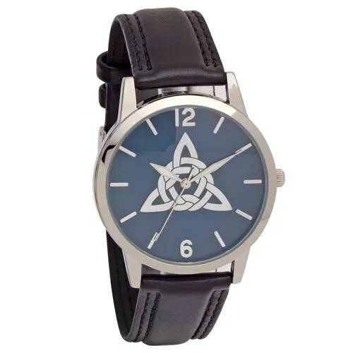 MENS CELTIC KNOT EMBOSSED DIAL WRIST WATCH WITH BLACK STRAP