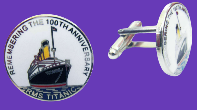 Titanic 100th Anniversary Metal Cufflinks Set of 2