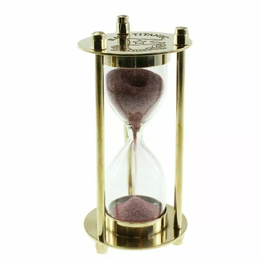 Titanic Hourglass White Star Line RMS Brass Finish Souvenir Collectors Item