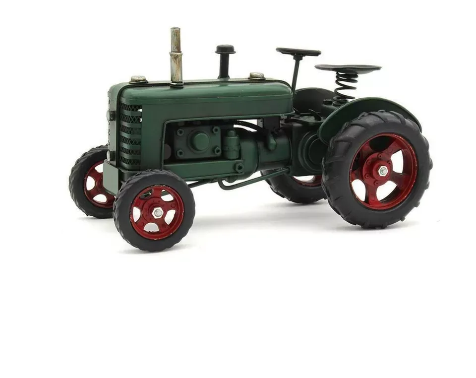 Vintage Metal Tractors Ornamental Collector's Item Red Grey Green Christmas