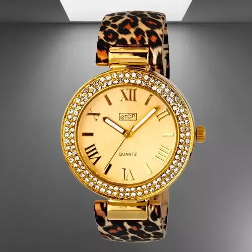 Ladies Animal Print Wrist Watch Leopard Print Bangle Watch