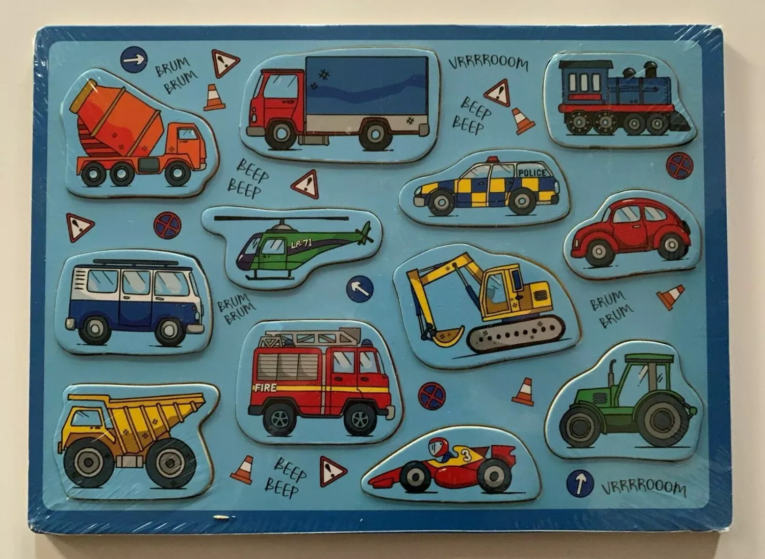 Vehicles 12 Piece Children&#39;s Wooden Jigsaw