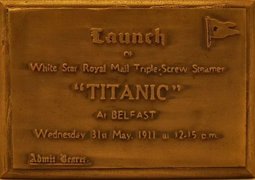 Titanic Launch Ticket Bronze Wall Plaque Souvenir Gift