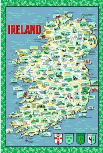 Map of Ireland Tea Towel 100% Cotton