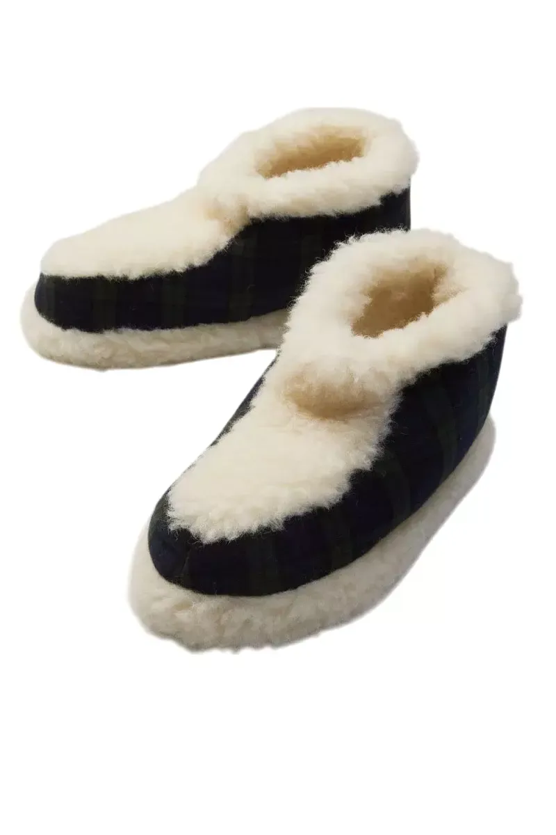 Women&#39;s Slipper Boots Green Tartan