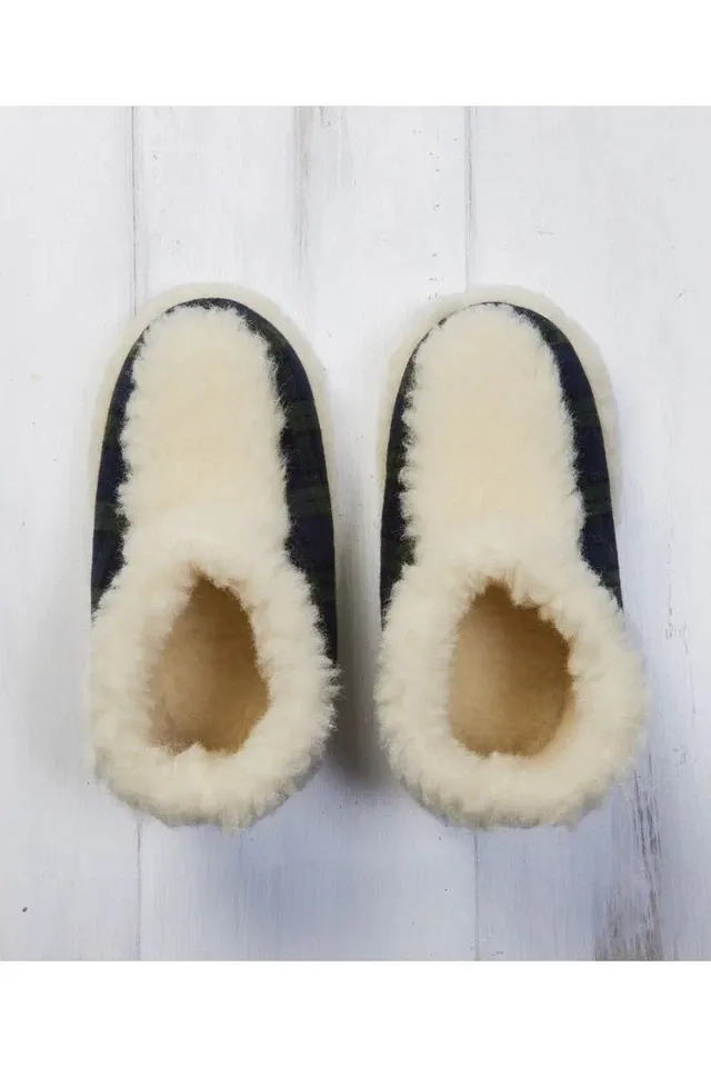 Women&#39;s Slipper Boots Green Tartan