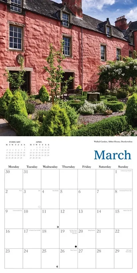 2026 Calendar Scottish Gardens Wall Planner
