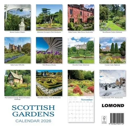 2026 Calendar Scottish Gardens Wall Planner