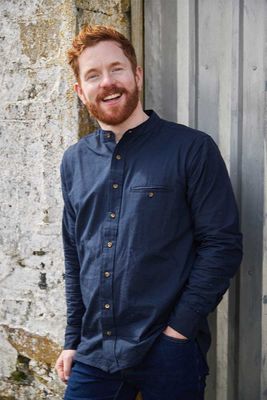 Irish Collarless Linen Grandad Shirt - Navy