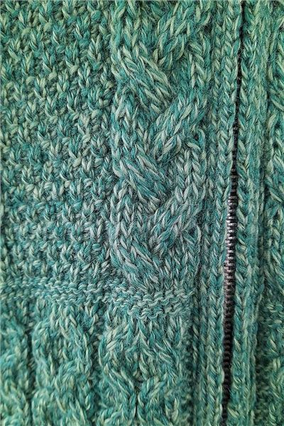 Women&#39;s Hooded Kerry Aran Cardigan - Green Marl