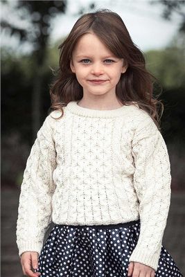 Kids' Crew Neck Irish Aran Sweater - Natural