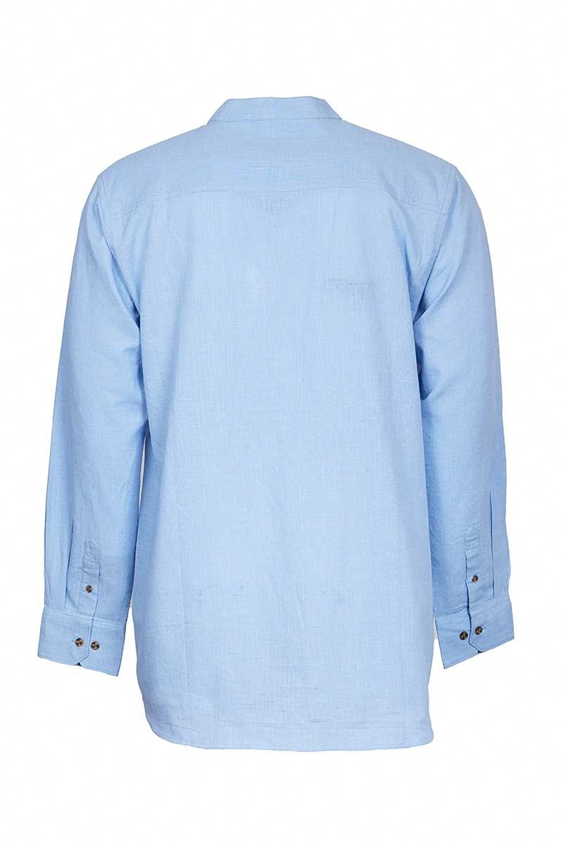 Men’s Collarless Linen Grandfather Shirt