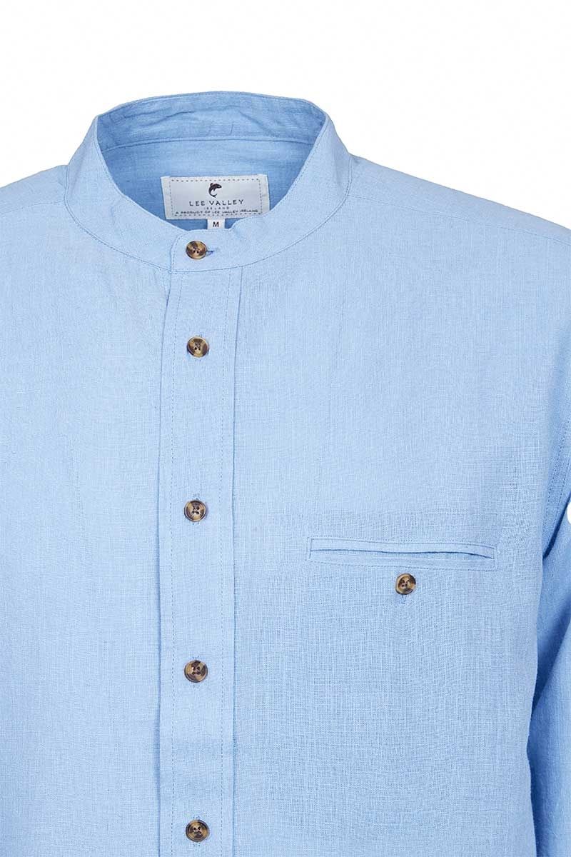 Men’s Collarless Linen Grandfather Shirt