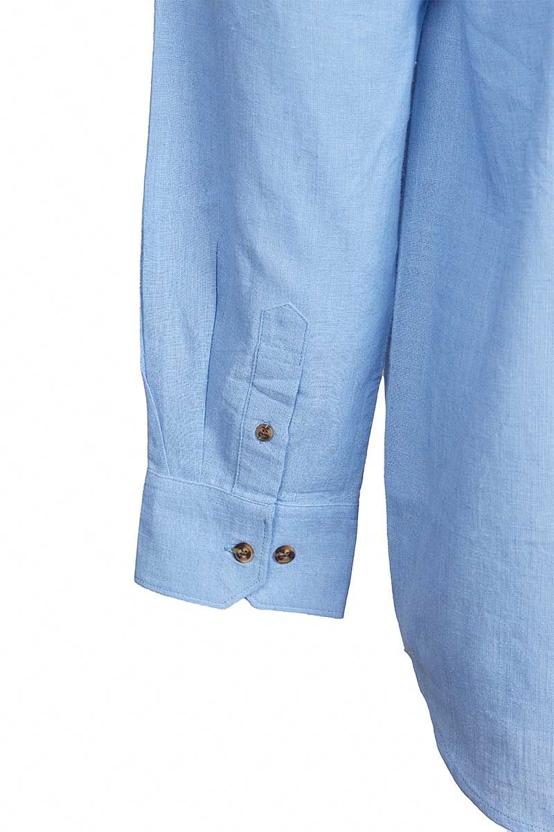 Men’s Collarless Linen Grandfather Shirt