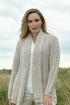 Killala Herringbone Edge to Edge Cardigan Stone Coloured