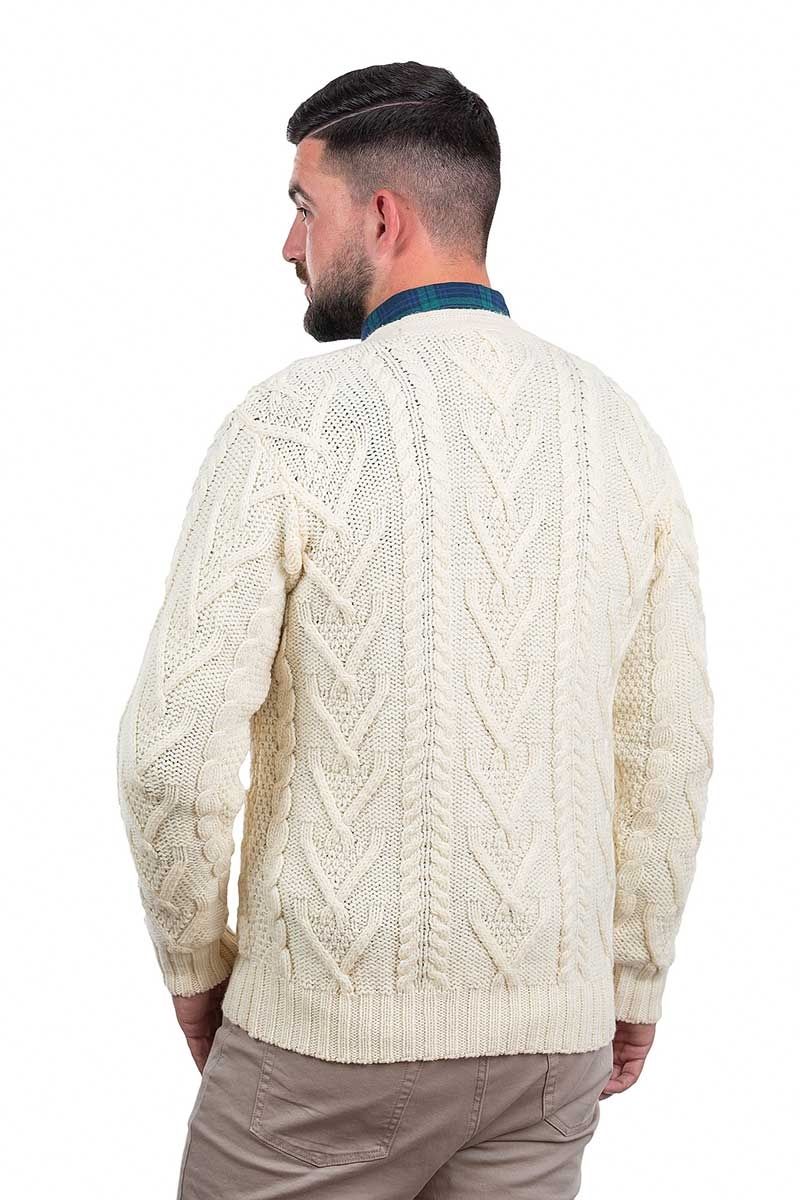 Men&#39;s Aran Cable Cardigan - Natural
