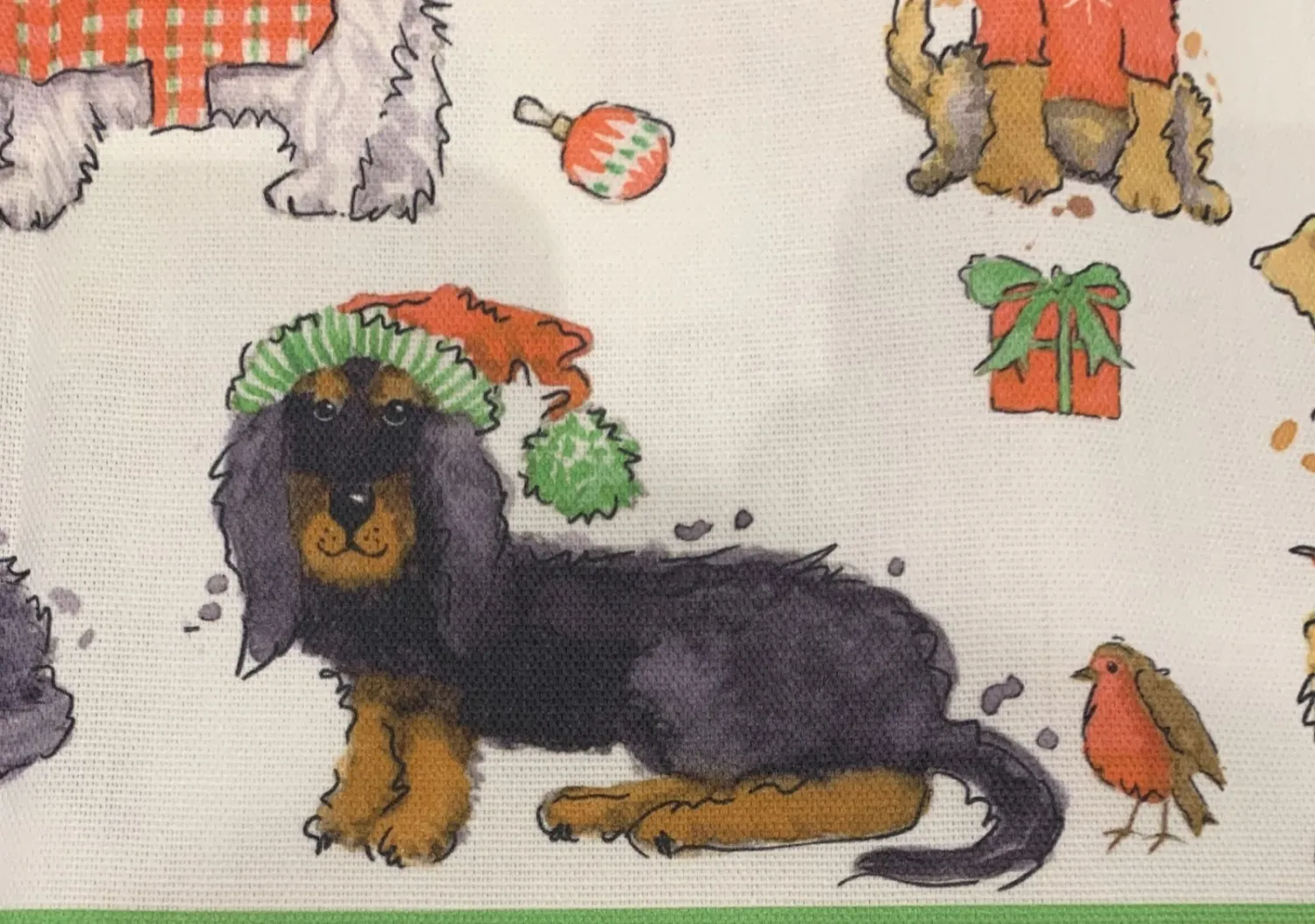 100% Cotton Tea Towel Christmas Dogs