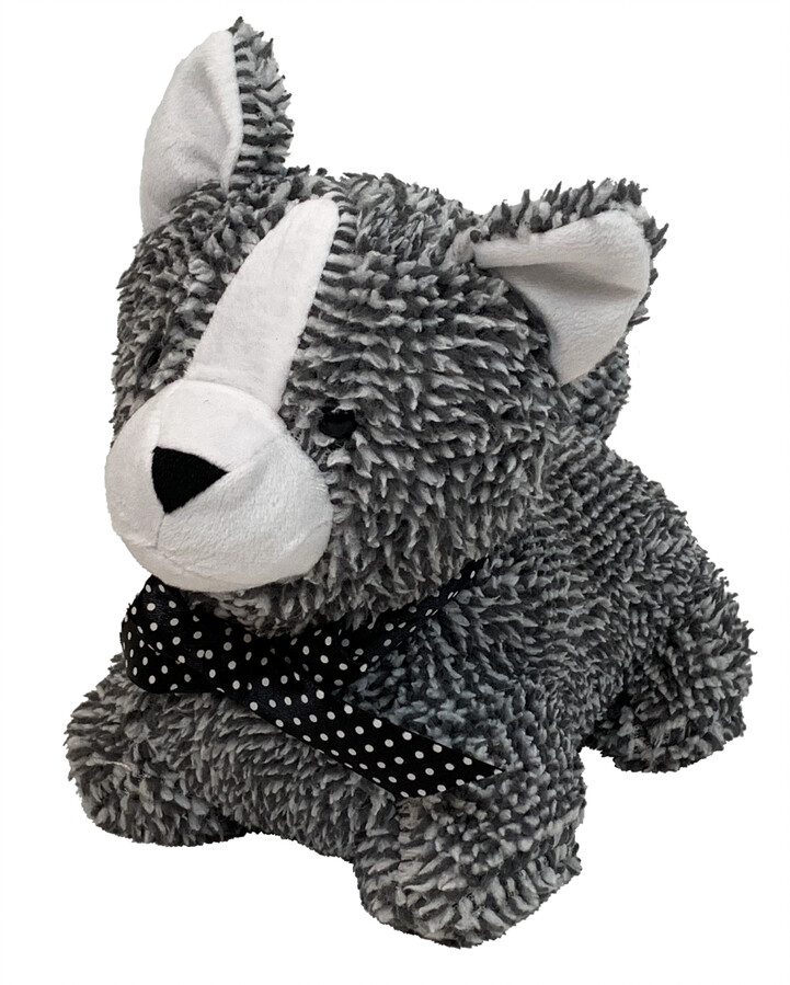 Freestanding Decorative Cat Doorstop Soft Furry Grey and White Cat