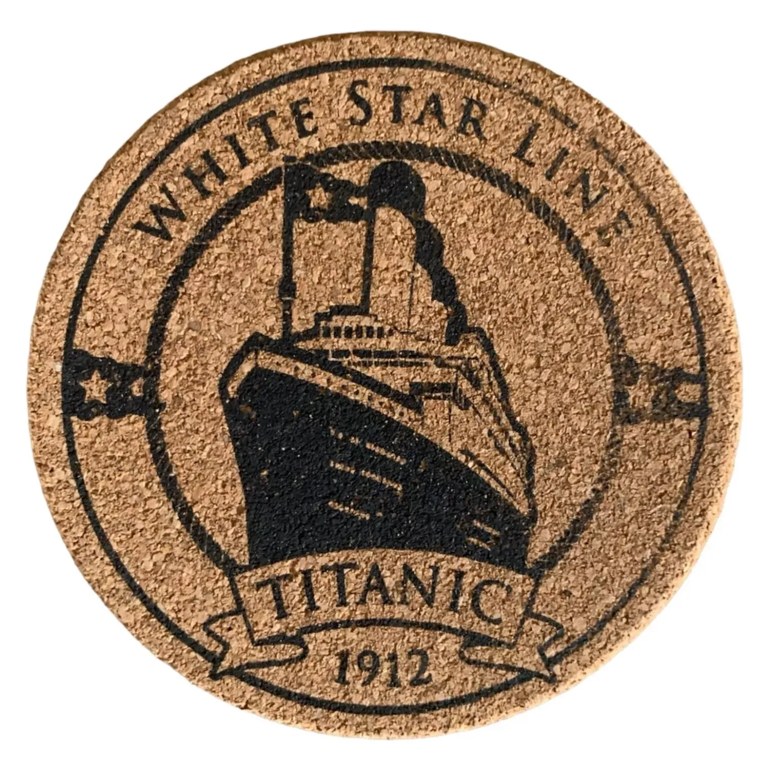 White Star Line Titanic 1912 Coasters Set of 4 Round Cork Gift Drinks Coaster