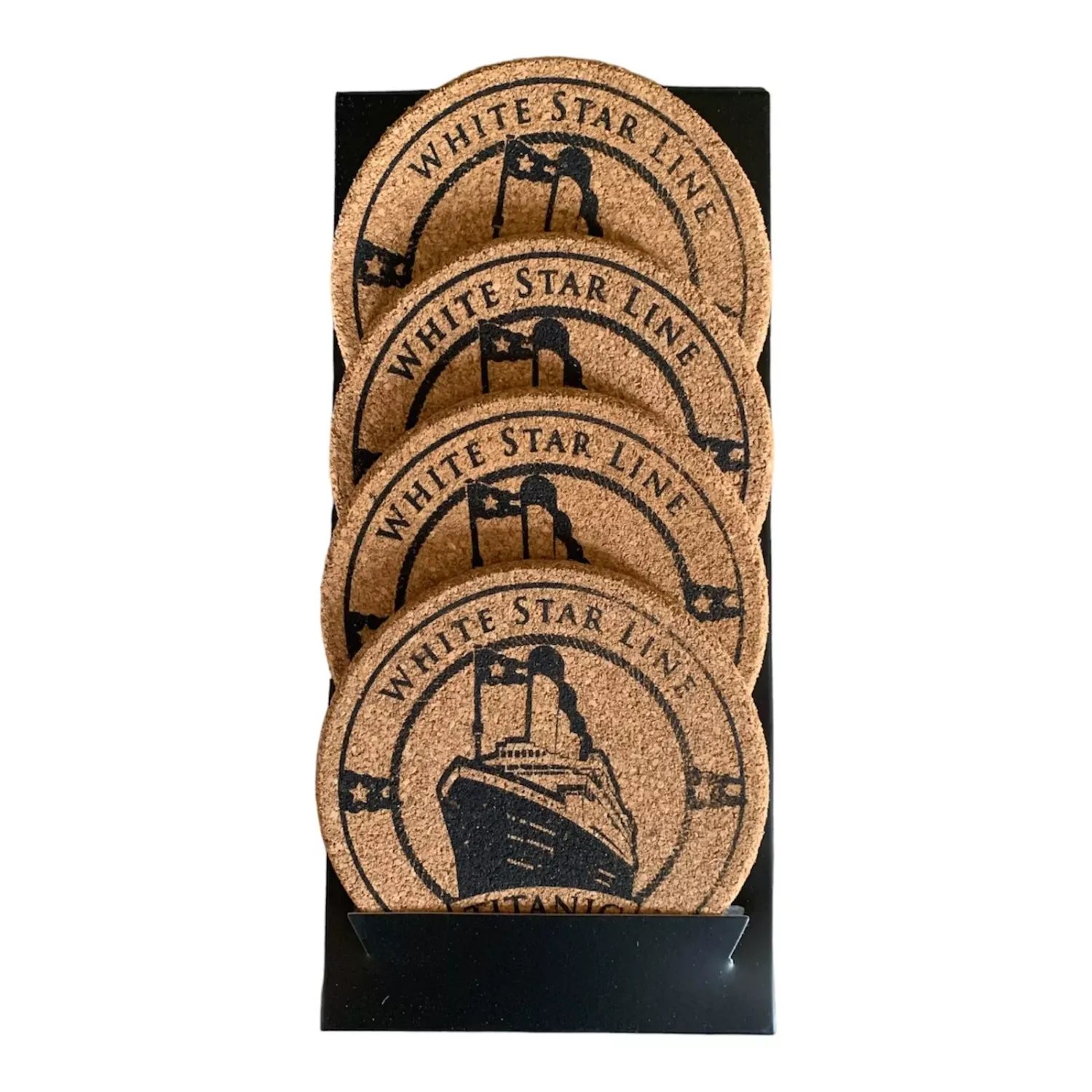 White Star Line Titanic 1912 Coasters Set of 4 Round Cork Gift Drinks Coaster
