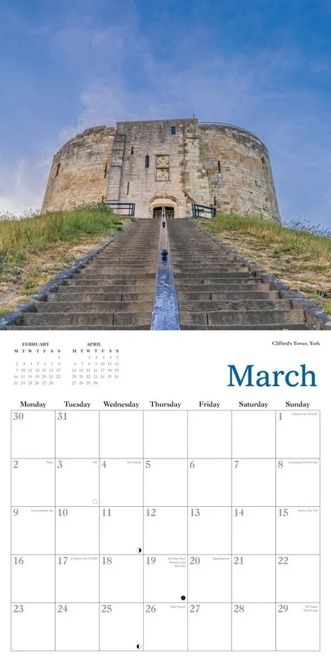 2026 Calendar Castles of England Wall Planner