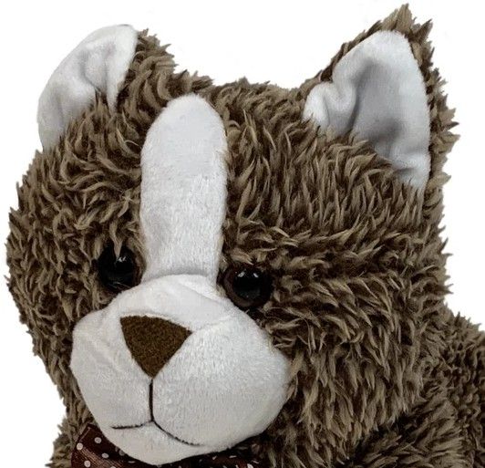 Cat Doorstop Furry Soft Brown and White Freestanding Decorative Doorstopper