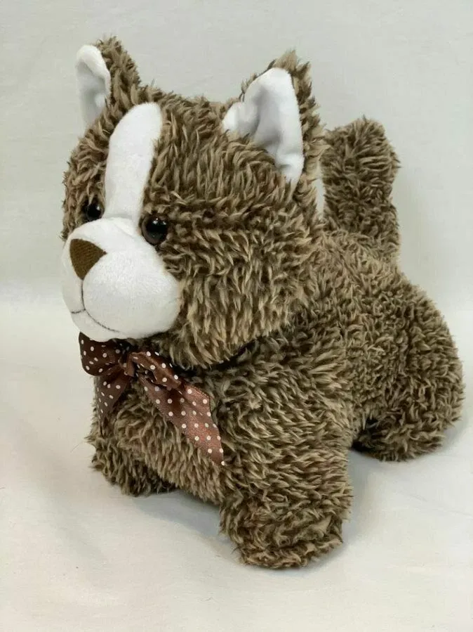 Cat Doorstop Furry Soft Brown and White Freestanding Decorative Doorstopper