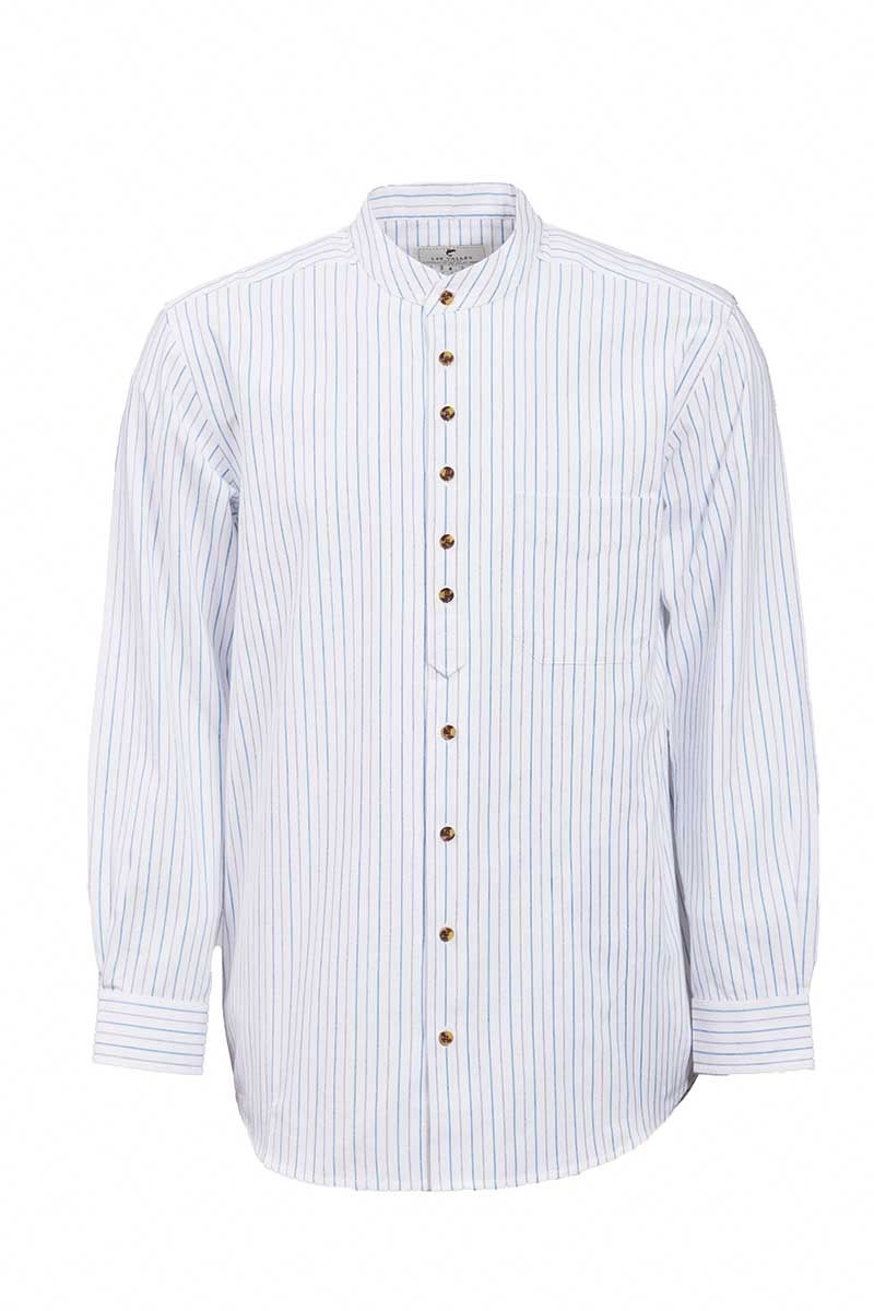 Vintage Cotton Grandfather Shirt in Blue Stripe on White