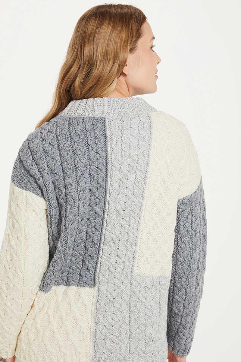 Irish Patchwork Sweater - Feather Grey